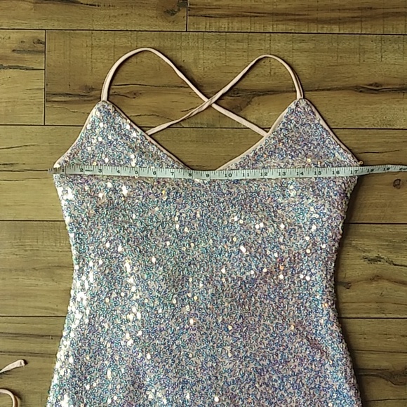 Eilly Bazar Embellished Light Pink Cocktail Mini Dress Size L - Picture 16 of 17